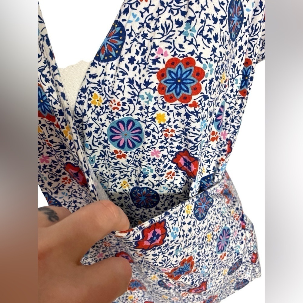 Boden Blue Floral Medallion Print Neck Jersey
Short Sleeve Faux Wrap Shirt - Picture 4 of 13